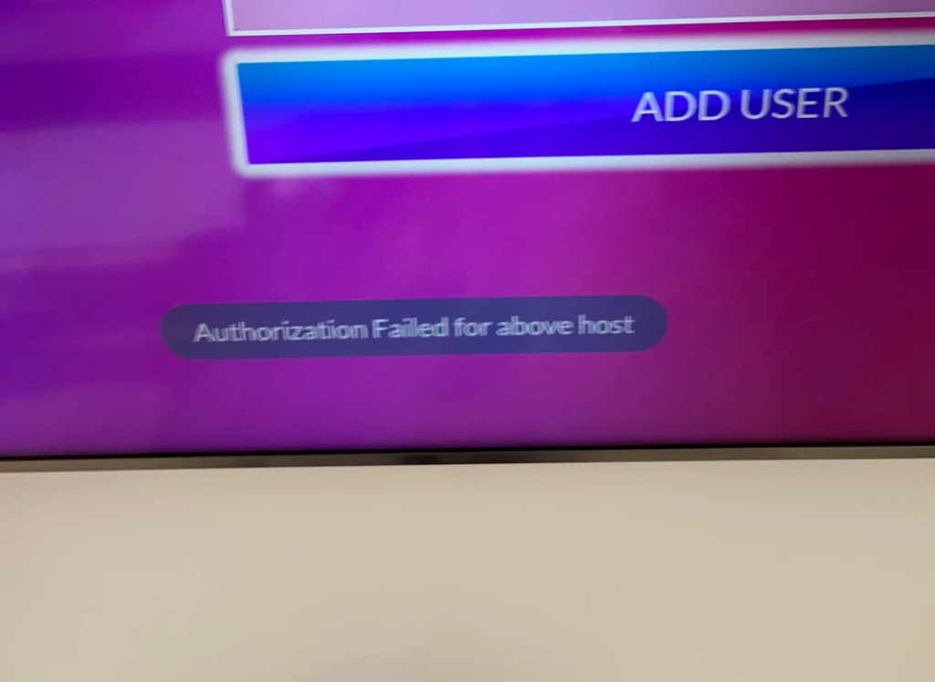 Authorization failed for above host